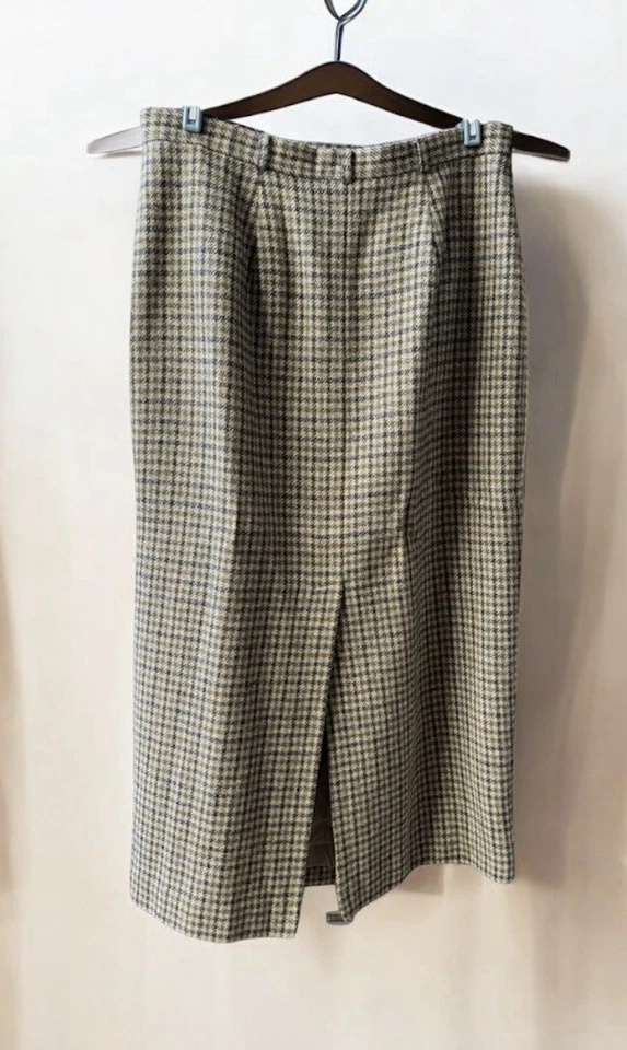 Ralph Lauren Women's 14W Vintage Houndstooth Wool Pencil Skirt, Preppy Plaid - Image 3 of 4