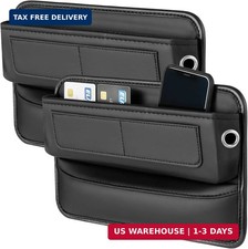 2 Pcs Car Seat Gap Filler Organizer, Universal Premium Leather Front Seat Side O