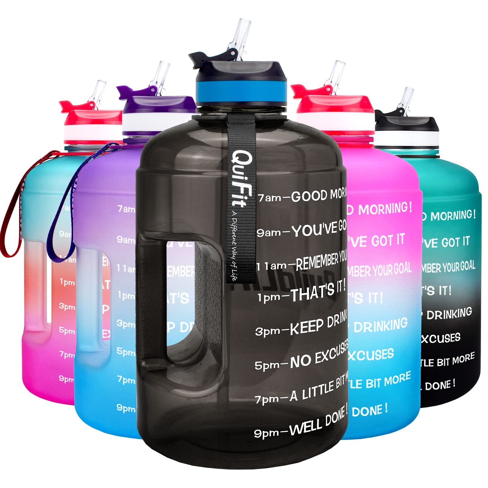 QuiFit Motivational Gallon Water Bottle - 128 Ounces, QFA3 M