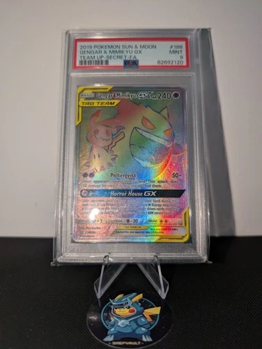 PSA 9 Gengar & Mimikyu GX 186/181 Rainbow Rare Team Up Graded Card