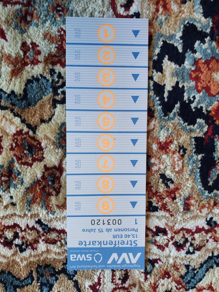 Augsburg Streifenkarte – Unbenutzt (10 €)