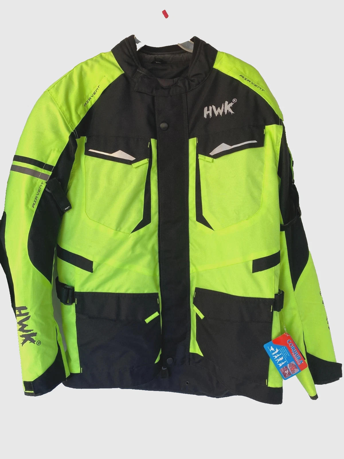 HWK Men's XXL Motorcycle Jacket Hi Vis Neon Green Black Armored Airvent NWT image 1