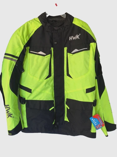 HWK Men's XXL Motorcycle Jacket Hi Vis Neon Green Black Armored Airvent NWT - product listing photo