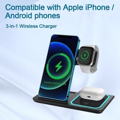 3 In 1 Wireless Fast Charge For Samsung Android Apple Watch AirPods iPhone 17 16