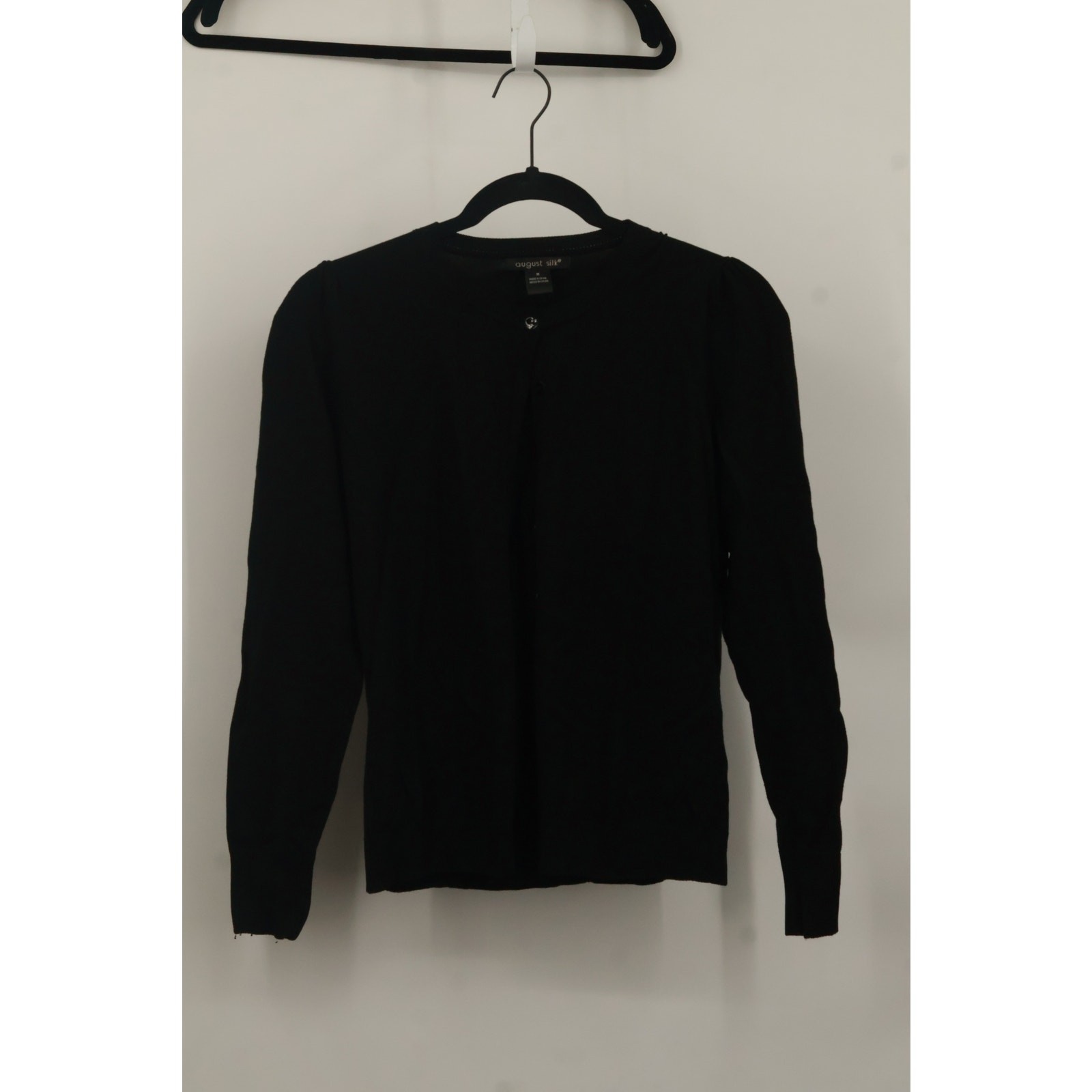 August Silk Women's Pullover Crew Neck Knit Sweater Long Sleeve Size M Black