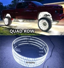 JHB 17.5" QUAD ROW PURE WHITE LED Car Trucks Wheel Rim Lights Remote Switch Set