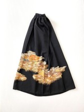 Black Kimono Remake Long Skirt from Japan