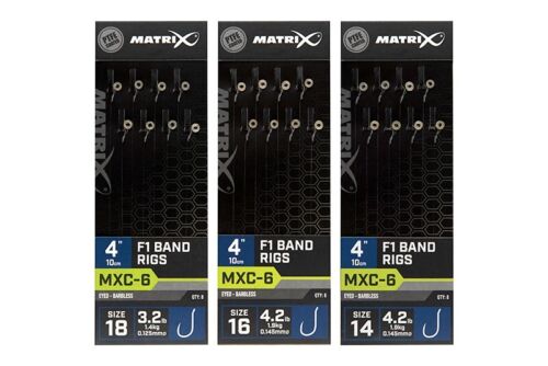 Matrix 2 x 8pk MXC-6 Barbless 4" 10cm F1 Band Rigs ALL SIZES Fishing tackle - Afbeelding 1 van 1
