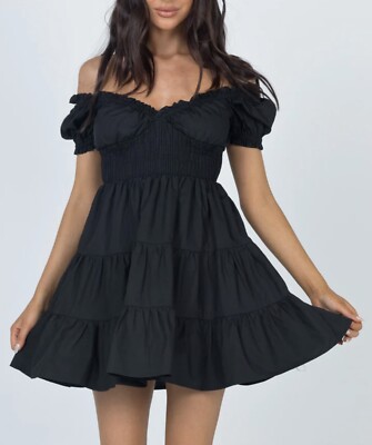 NWT PRINCESS POLLY Women's DANIELA MINI DRESS BLACK