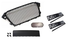 Kühlergrill Sportgrill Waben Schwarz + 2 Kennzeichenhalter für Audi A4 B8 8K 11-