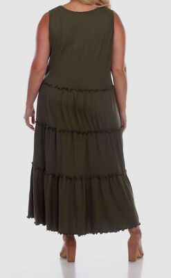 white mark women's scoop neck tiered midi dress White Mark Women's Scoop Neck Tiered Midi Dress