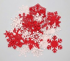 Snowflakes Red and Winter Punch Paper Die Cut Set of 50 Scrapbook Embellishment