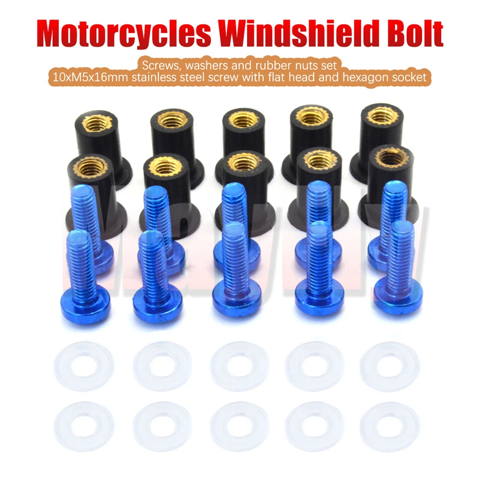 Kit de tornillos de perno para pantalla de parabrisas de motocicleta de aluminio apto para Suzuki Yamaha BMW Foto 3 de 4