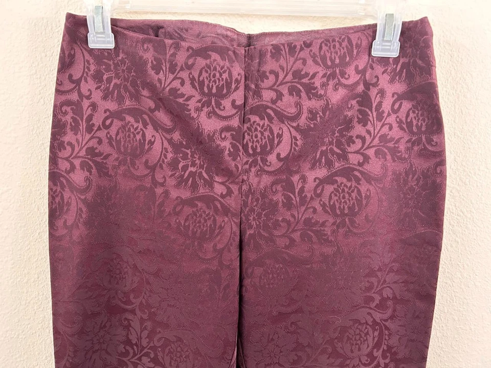 NY & Co Pantalones de vestir talla 10 púrpura 31" entrepierna cremallera lateral patrón floral Foto 2 de 4
