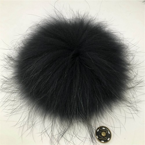 Bola de pompón de piel de mapache real de 19 colores 6" grande con botones a presión sombrero zapatos hágalo usted mismo - Imagen 23 de 40