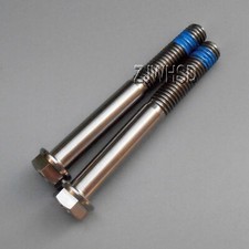 2pcs M8 x 65 Ti Titanium Screw Bolt Hexagon Hex Head Flange + Blue ThreadLocker