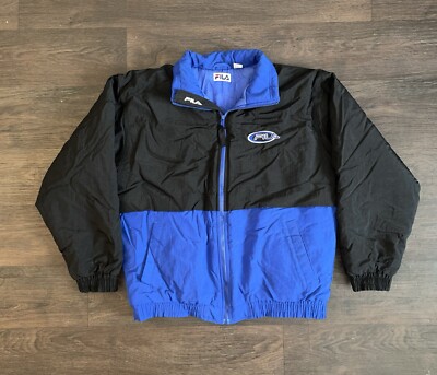Vintage 90s Fila Puffer Jacket Men’s Blue Black Size Large