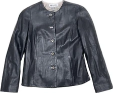 Worth New York Womens Super Soft Leather Jacket Black Wool Lining Size 4 EUC