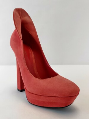 $720 Bottega Veneta Red Suede Luxe Platform Heels Pumps EU 37/US 333003  6524