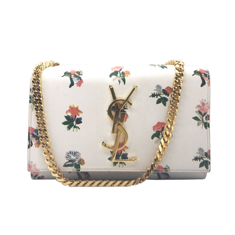 Auth SAINT LAURENT Crossbody Chain Shoulder Bag White… Gem