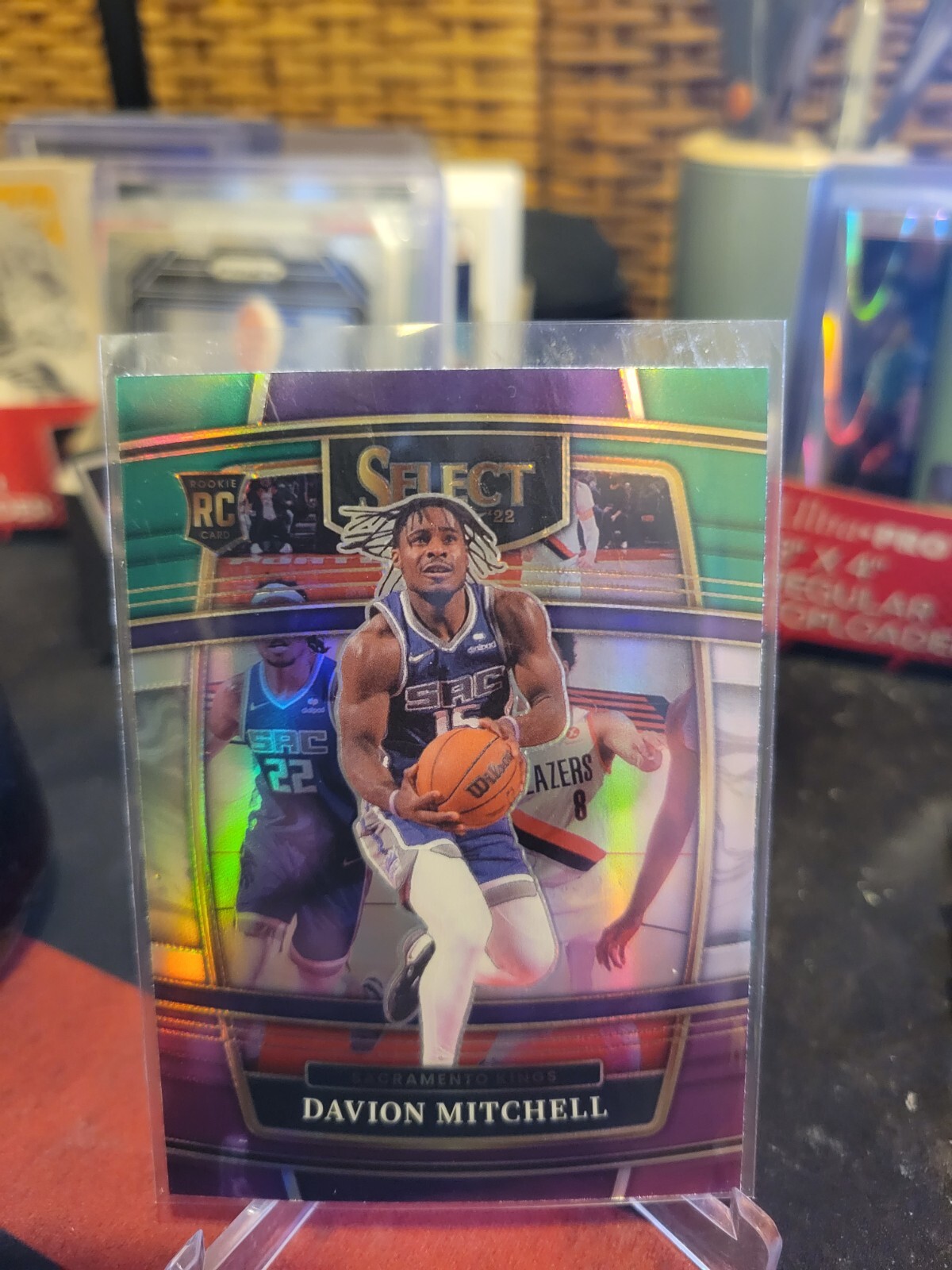 2021-22 Panini Select Davion Mitchell RC #23 Green White Purple Prizm