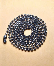4" to 30" Gun Metal Black Steel 2.4mm Military Ball Bead Dog Tag Chain Key Chain
