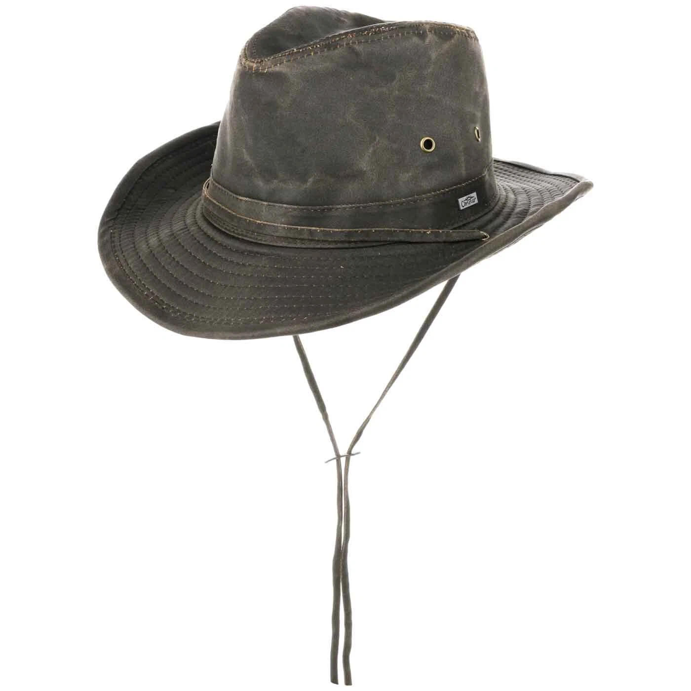 Conner Men's Weathered Cotton Outback Hat w/Shapeable 2-3/4" Brim & Chin Cord