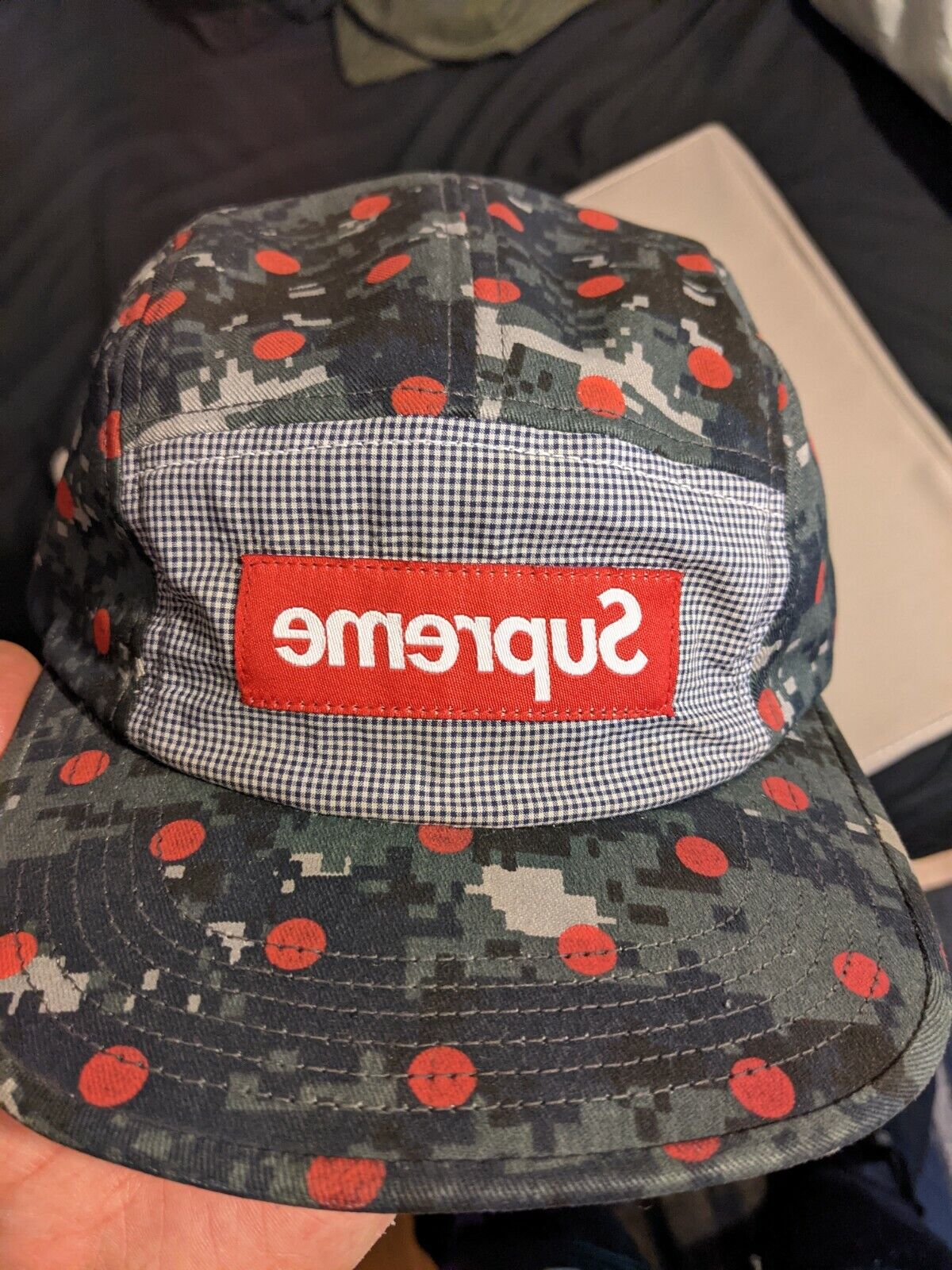 Supreme SS13 CDG camo camp cap navy