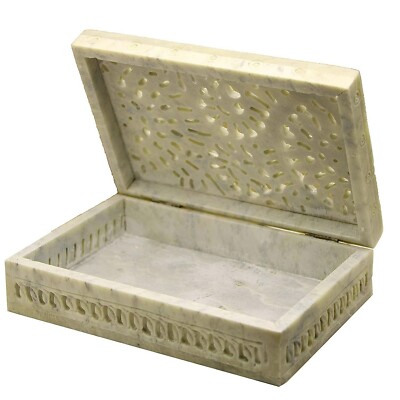 HANDCARVED MARBLE STONE MULTIPURPOSE STORAGE BOX FOR HOME DECOR GIFT ITEM B2