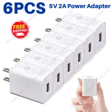 6PACK US Plug White 5V 2A US Plug Phone Travel USB AC Power Charger Adapter LOT