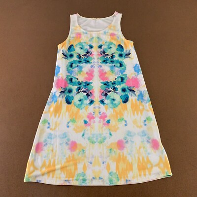 12PM by Mon Ami Women's Small Colorful Print Sleeveless Casual Pullover Dress