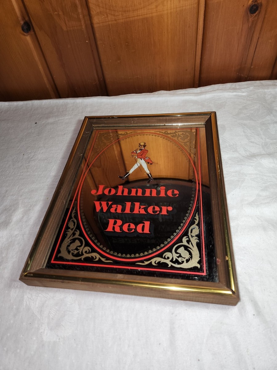 Vintage Johnnie Walker Red Framed Bar Pub Advertising Mirror