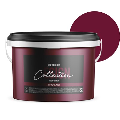 (5 L) hochwertige Wandfarbe Weinrot edelmatt No.492 von Craft Colors ️