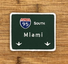 Miami Interstate 95 South Iron-On Patch – 3.5 x 3 Inch Souvenir Highway Sign