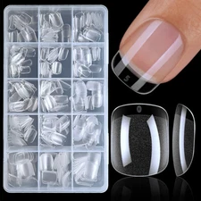 Almond Nail Tips 240Pcs/box Full Cover Soft Gel False Artificial Nails Extension