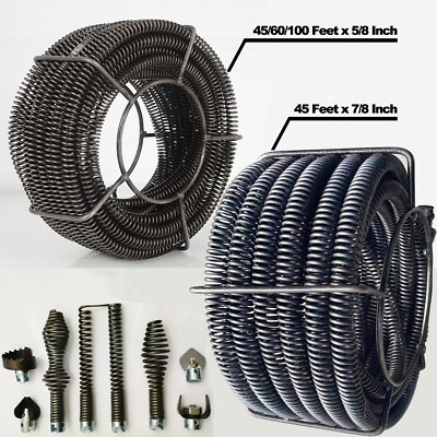 #ad Drain Cable Sewer Cable 45 60 100Ft 5 8quot; Drain Cleaning Cable Auger Snake Pipe $159.99
