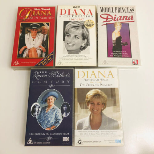 Vintage- Princess Diana VHS Collection (5 Tapes) PLUS The Queen Mother’s Century - Picture 1 of 11