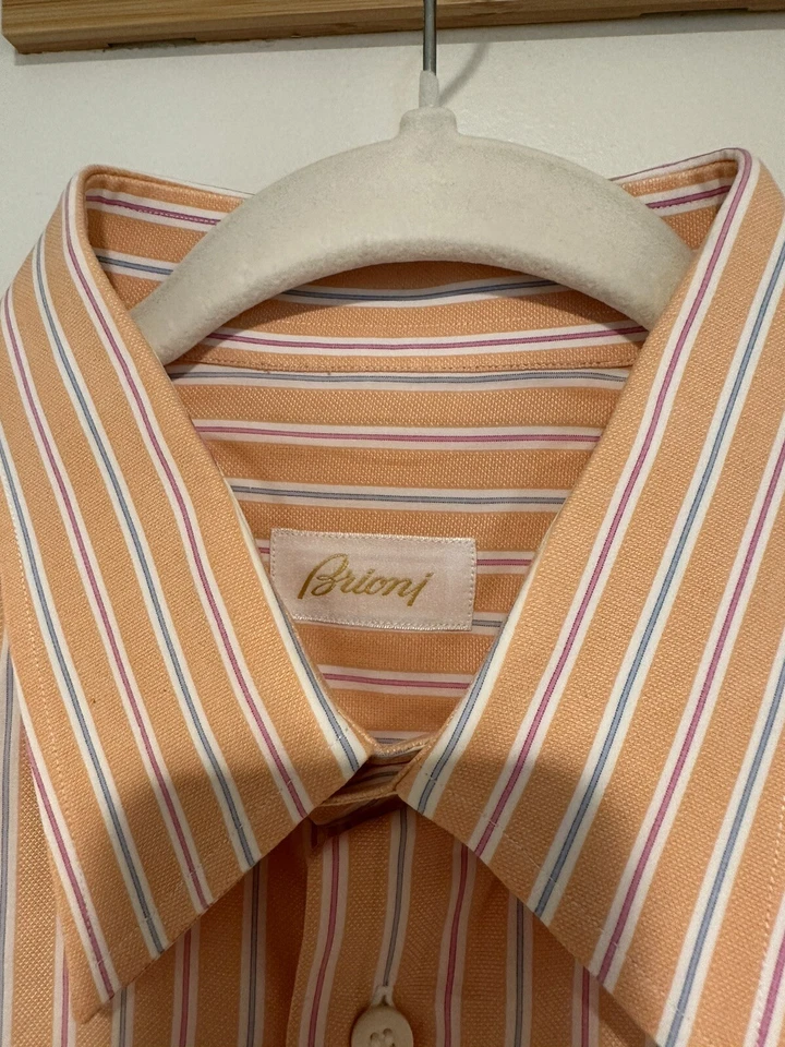 Brioni Gold Label Men's Button up Dress Shirt Striped Size 16 L Italy - Image 2 of 4