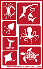 Sea Creatures Ocean Animals Design Glass Etching Stencils Reusable Armour Etch