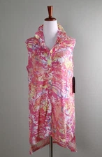 TANGO MANGO NWT $99 Floral Print Ruffle Collar Slub Sleeveless Dress Size Medium