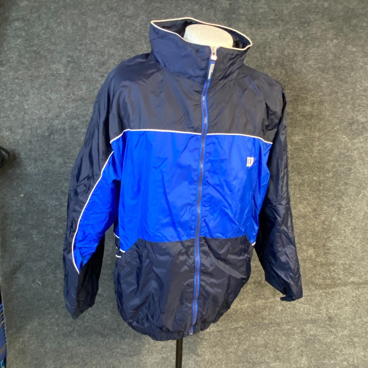 Vintage Wilson Jacket Mens Large Windbreaker 90s Full Zip Blue