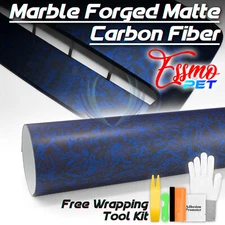 ESSMO PET Marble Forged Matte Carbon Fiber Royal Blue Car Vehicle Vinyl Wrap