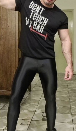 Men's Black Thin Shiny Spandex Tights 