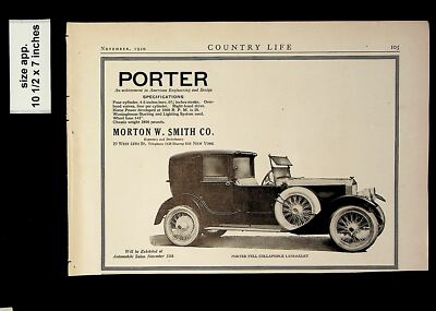 1920 Porter Specifications Morton W Smith Car Vintage Print ad 015304