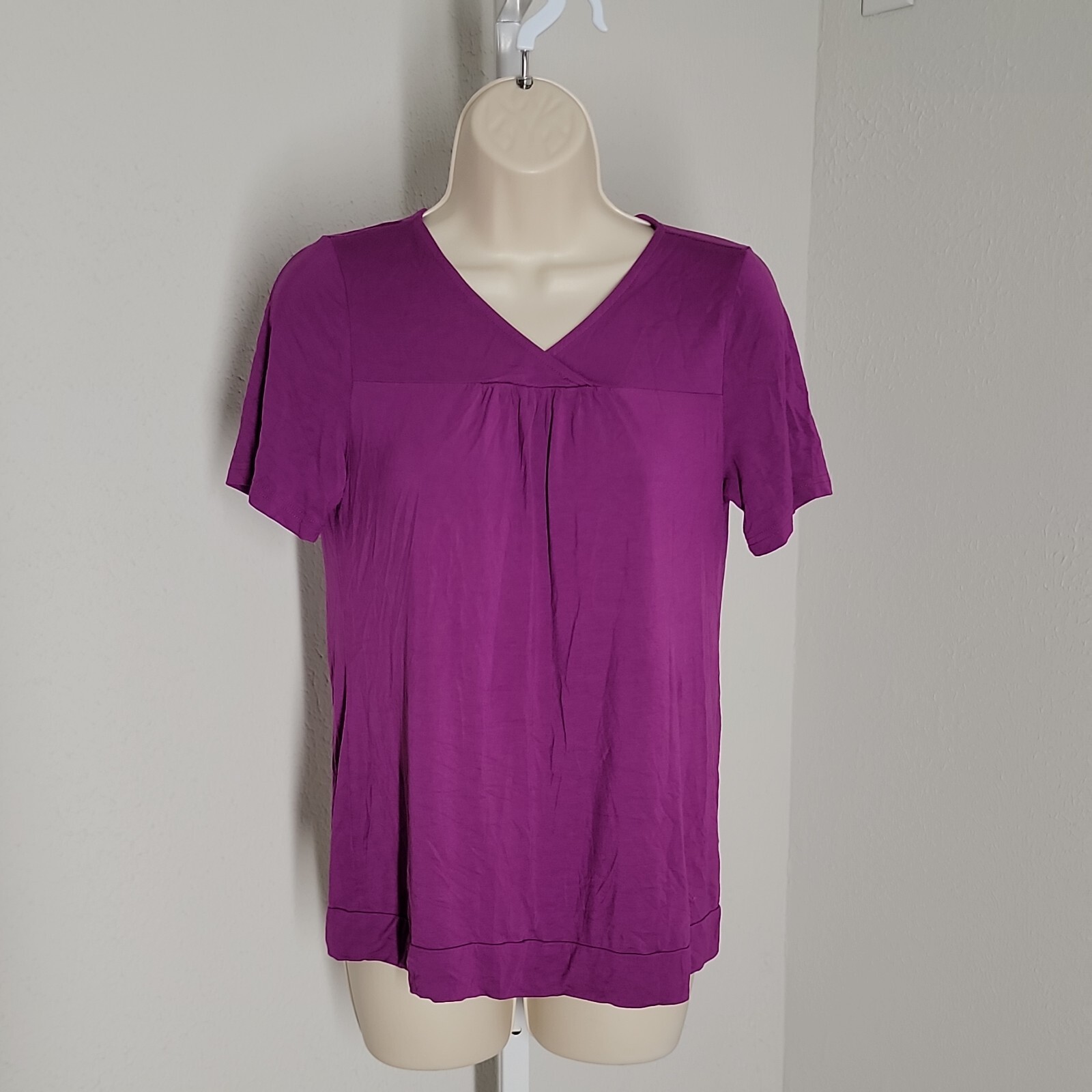 AvidLove Stretchy Purple Short Sleeve Blouse Top Size S
