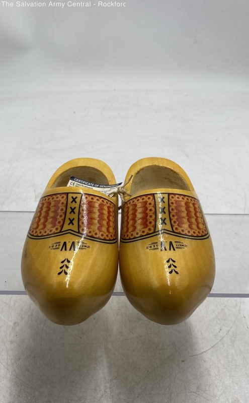 Wett V.V Ged Womens Geel Yellow Wood Slip-On Holland Dutch Clog Shoes Size 12cm