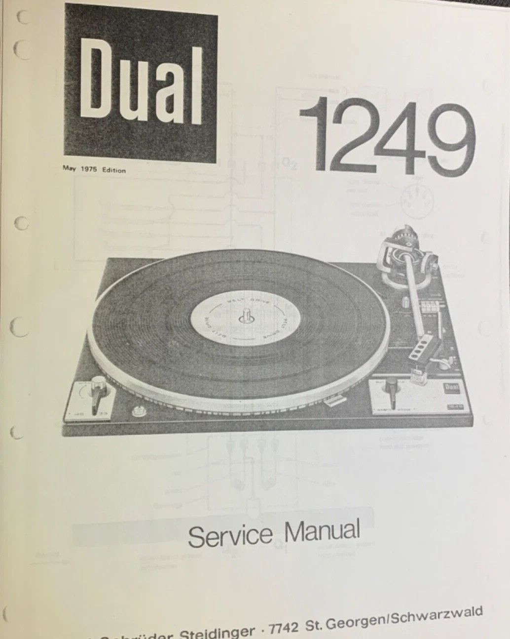DUAL 1249 Turntable Service Manual Photocopy
