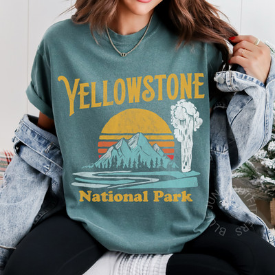 Yellowstone National Park Retro Graphic T-Shirt Comfort Colors SM-4XL