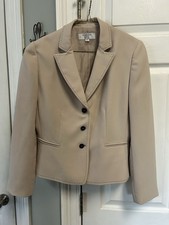 Stresa ASL Women s Beige Blazer Sz 6P Petite Black Stitching All Seasons Career