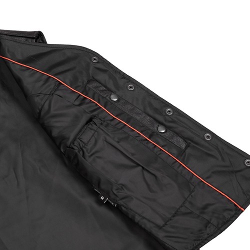 Damen Leder Motorrad Weste offener Ausschnitt, seitliche Schnürsenkel und verdeckte Taschen schwarz - Bild 10 von 13